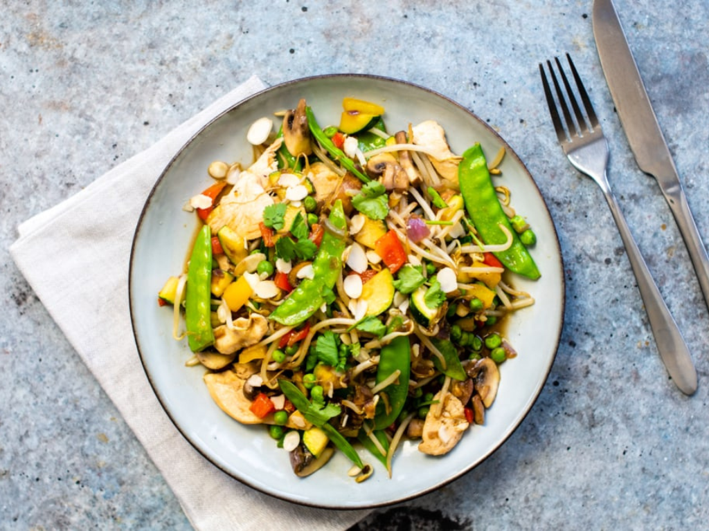 Chicken stir fry with edamame