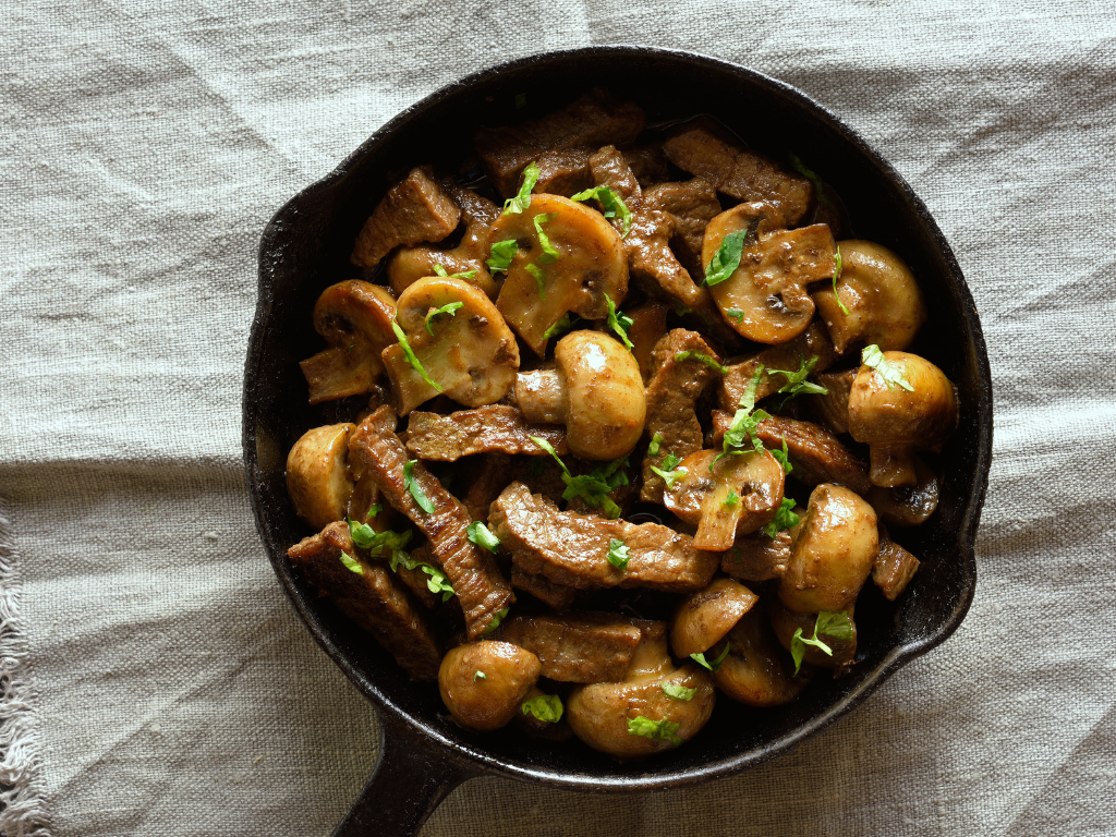 Beef and shiitake stroganoff