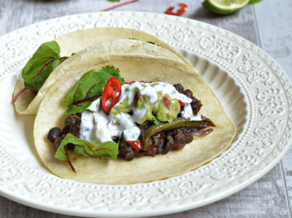 Black Bean Fajitas with Lime & Coriander Creme