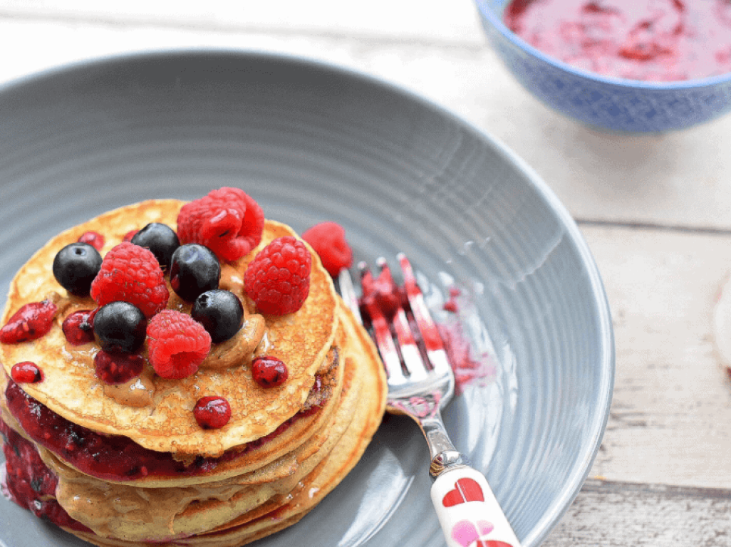 Buckwheat Pancakes with Berries & Nut Butter
