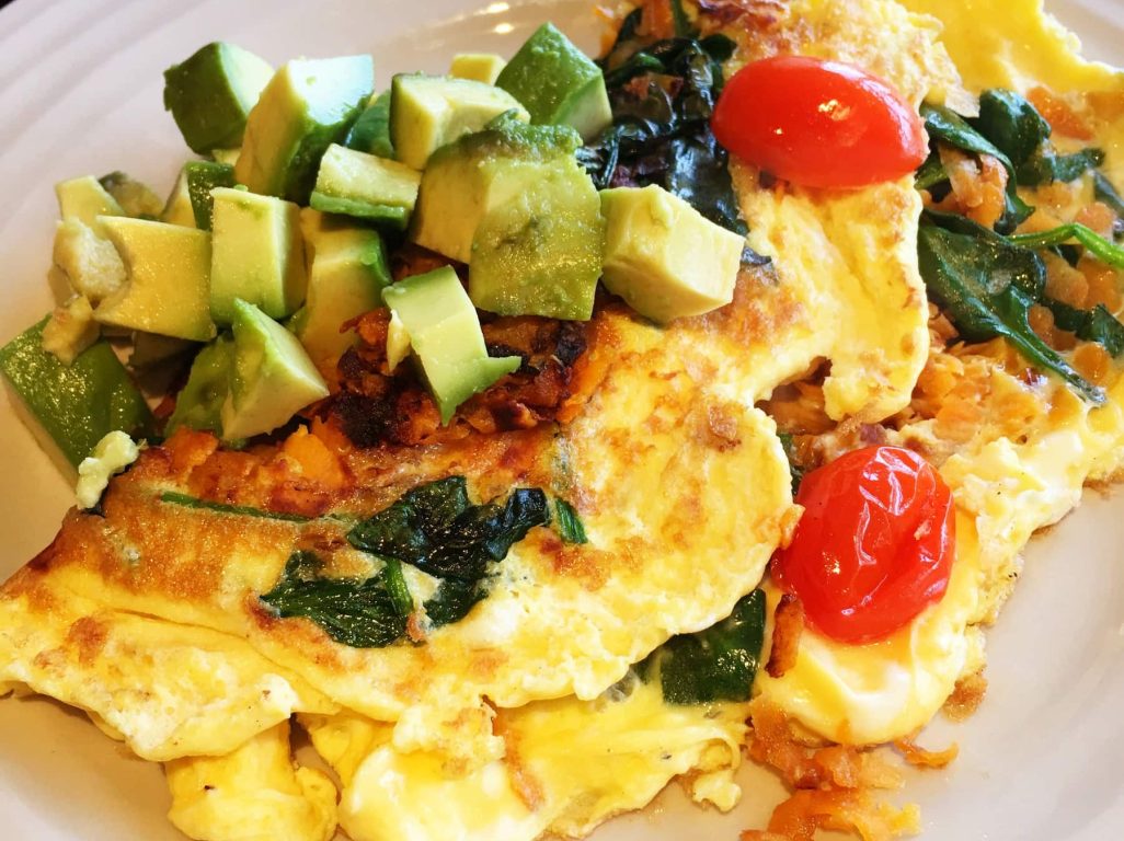 Rainbow Omelette with Sweet Potato & Avocado