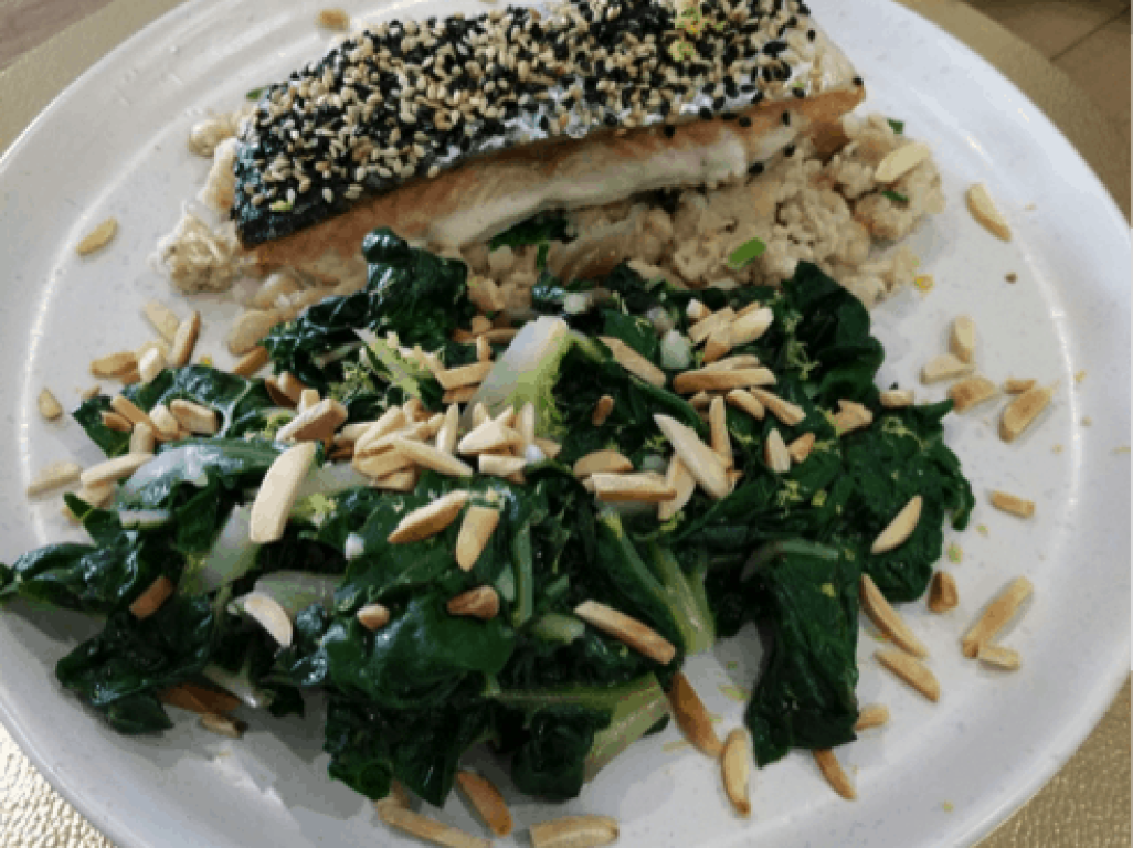 Salmon with Bean Mash and Lemony Silverbeet