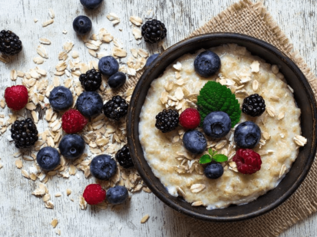 Summer porridge with a medley of fresh berries